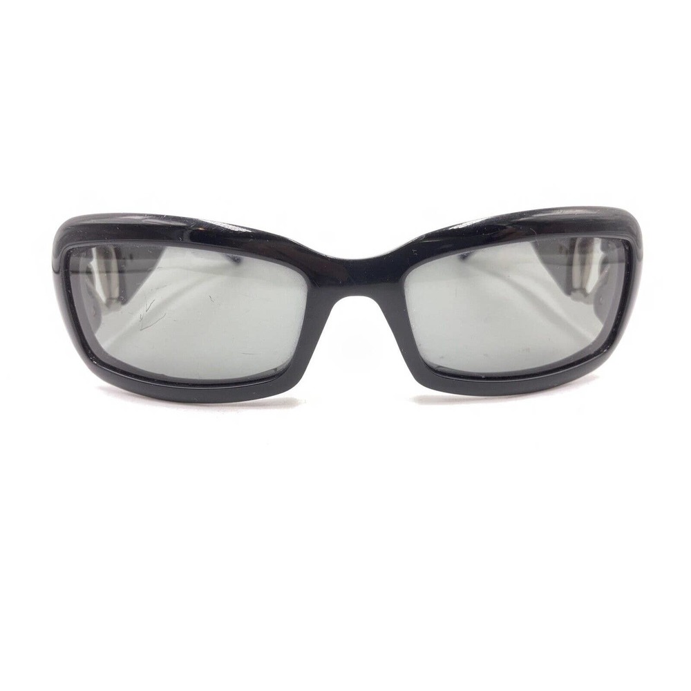 Gucci Black Silver Rectangle Wrap Sunglasses Gray… - image 6